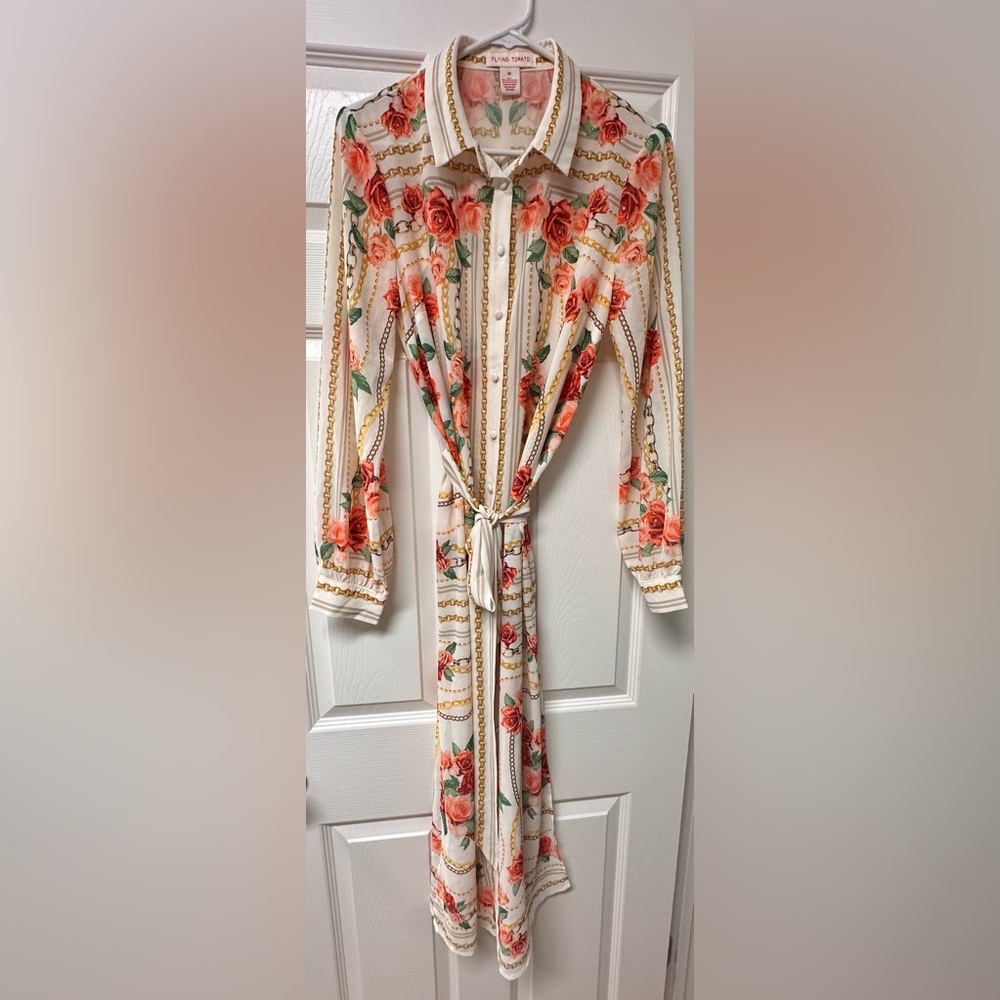 Boutique Sheer Button Up Midi Dress